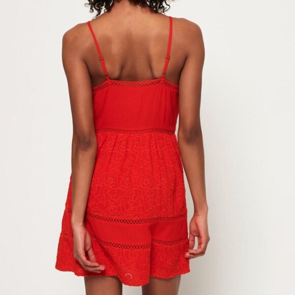 Superdry Red Orange Sun Dress Sundress Embroidered Mini 6 - Picture 2 of 13